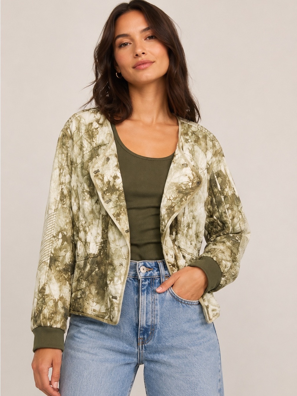 NWT Anthro Marrakech Tie Dye Quilted Moto Jacket - Picture 1 of 6